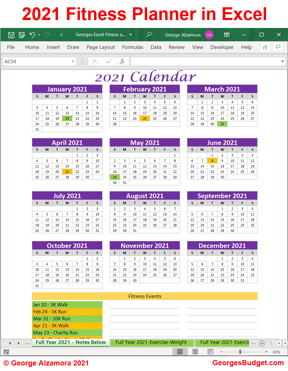 2021 Full Year Exercise Schedule