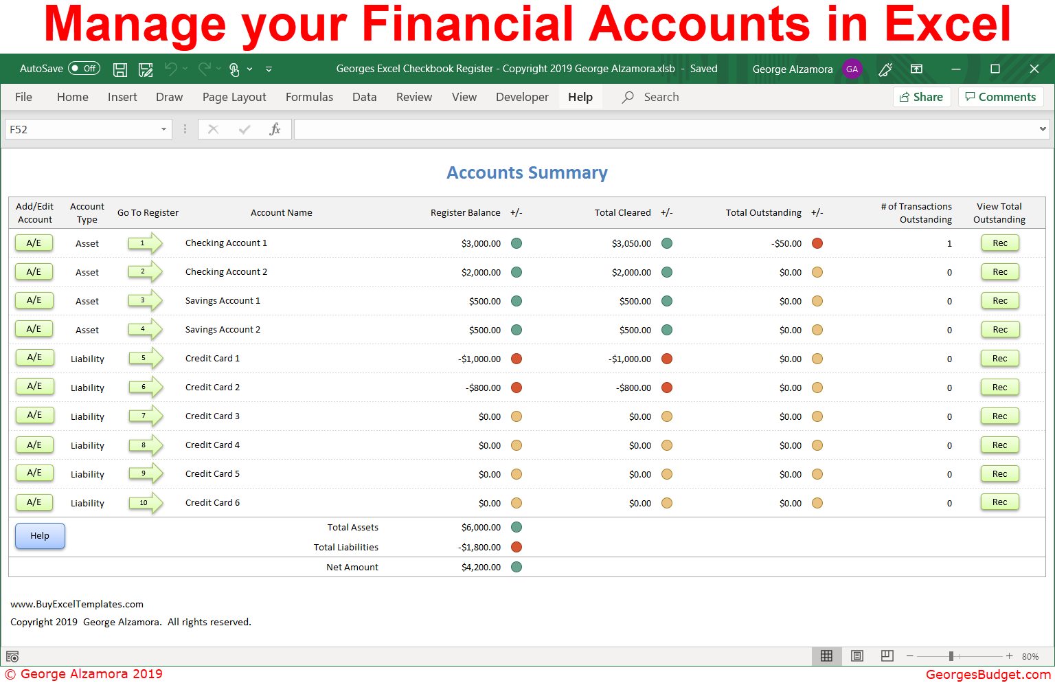 Bank account reconciliation with excel spreadsheet