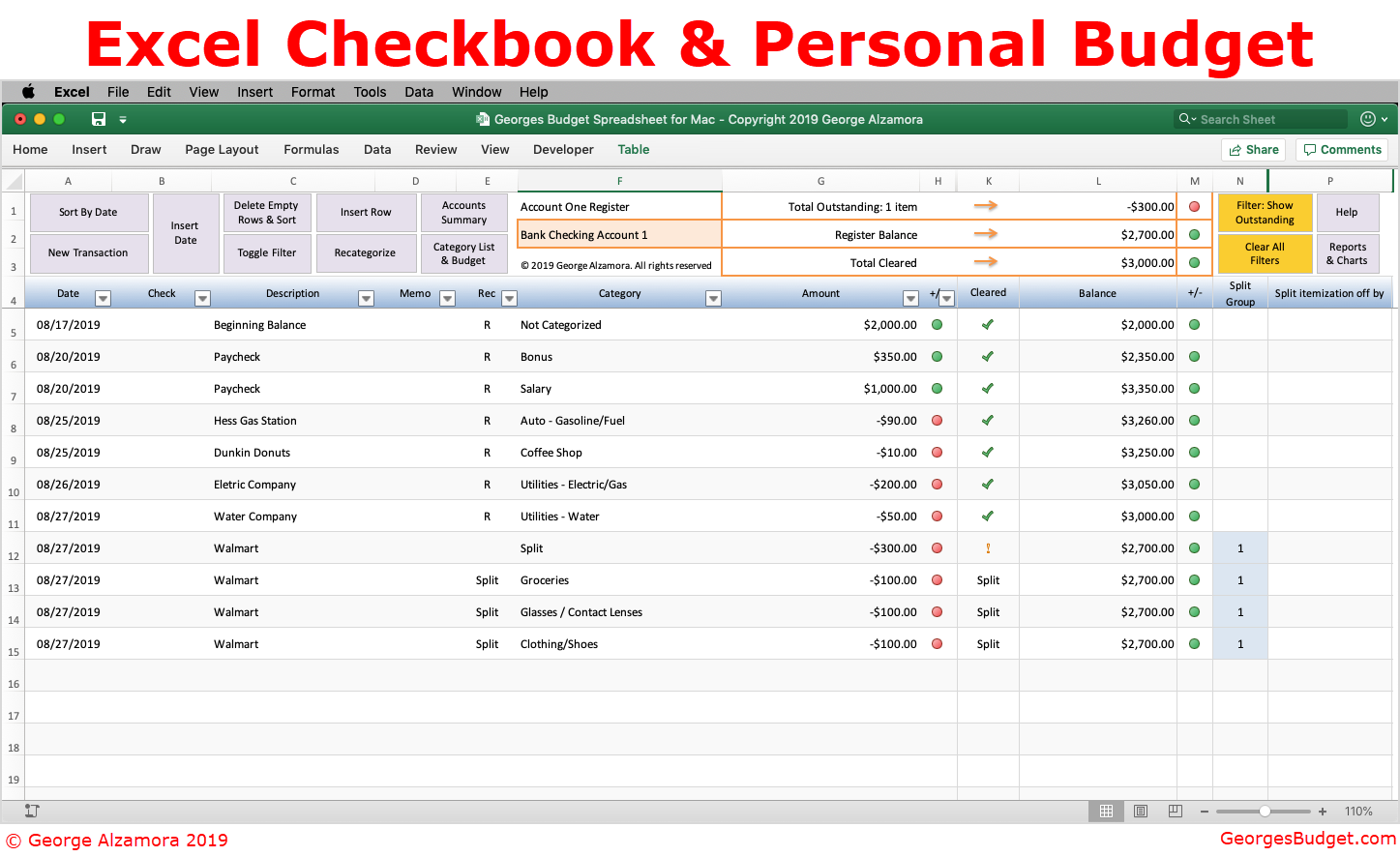 best checkbook software Excel