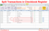 how to split transactions in excel checkbook register