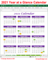 Year at a Glance 2021 calendar spreadsheet